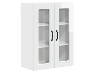 Meuble mural de cuisine, cabinet en verre mural blanc brillant 60x31x80cm shl7404