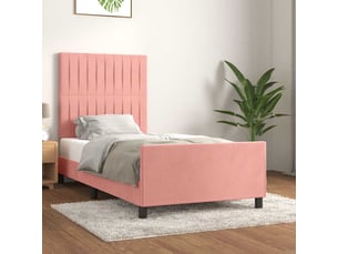 Lit adulte, lit simple, cadre de lit sans matelas rose 100x200cm velours cf15751