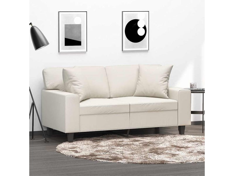  Lot de 2 coussins décoratifs crème 40x40 cm similicuir cf60860  - Conforama B