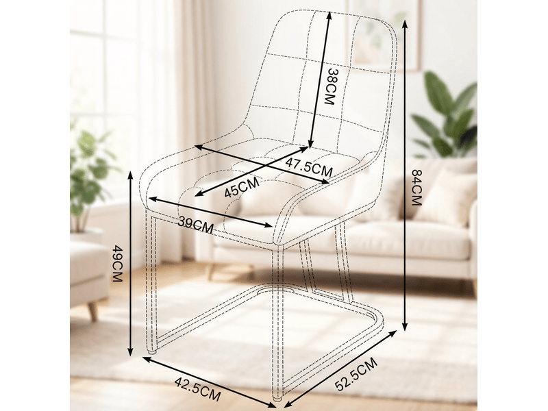  Chaise de salle à manger 52,5x42,5x 84cm, lot de 2, en métal, ergonomique, moderne et stable, couleur beige  - Conforama C