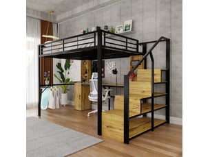 Lit mezzanine 140x200 cm <strong>HAUSS SPOLE</strong>  <strong></strong> coloris noir