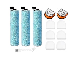 Aw261 replacement roller filter kit for hydrovac messmaster wet dry vacuums, 3 brush rollers, filters & tool