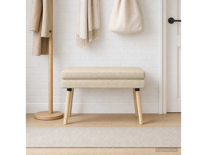  Banc d'entrée, banc à double couche crème 80x40x47 cm tissu  - Conforama D