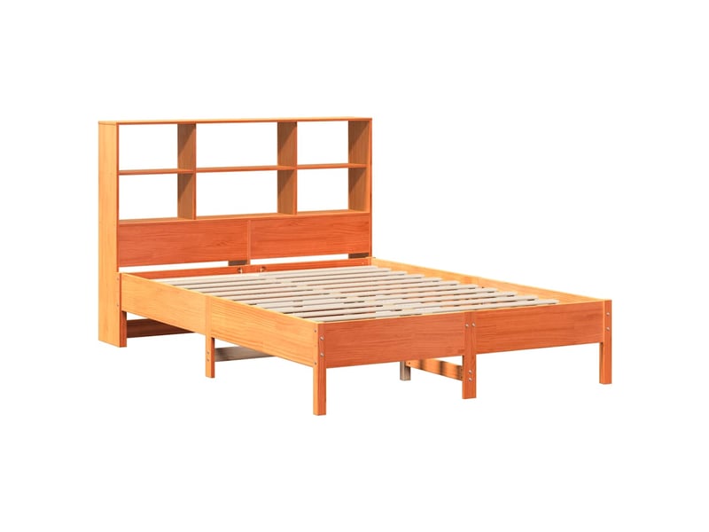 Lit double- lit adulte - lit bibliothèque sans matelas marron 150x200 cm pin massif - Conforama B