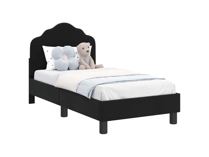 Lit simple- lit adulte -  cadre de lit pour tout-petit avec tête de lit noir 70 x 140 cm  - Conforama A