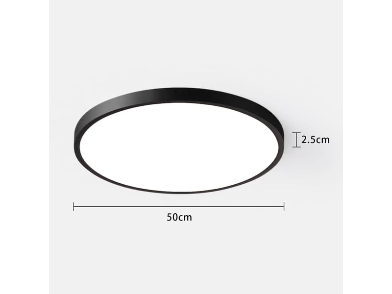  Plafonnier led rond ultra-plat 54 w, 4000 k ø 50 cm, plafonnier plat noir  - Conforama C