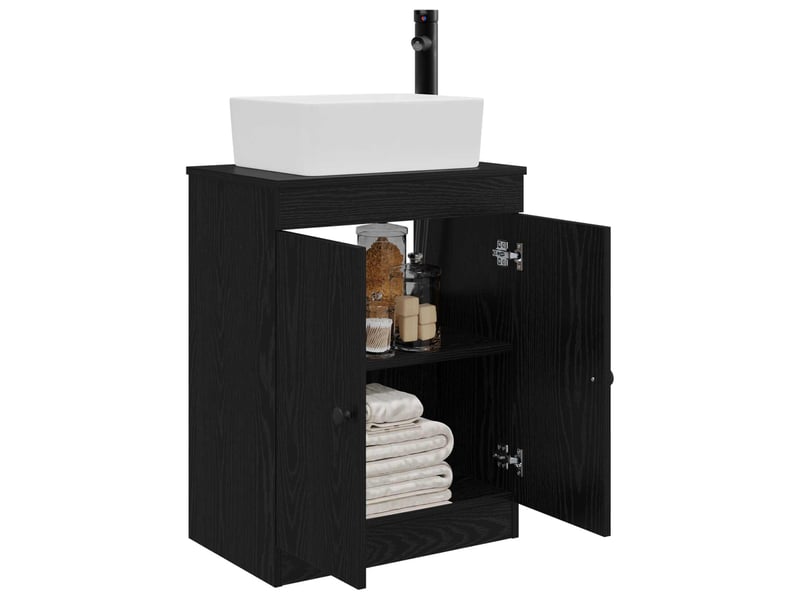  Meuble salle de bain avec évier, meuble de rangement noir 54x35x83 cm shl1998  - Conforama C