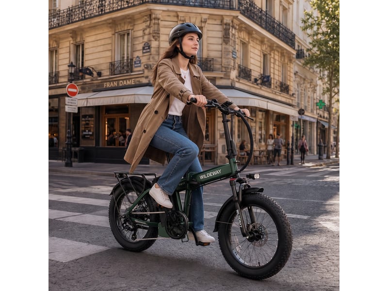  Vélo électrique pliable wildeway fw11, 1680 wh, pneus 20, vert  - Conforama E