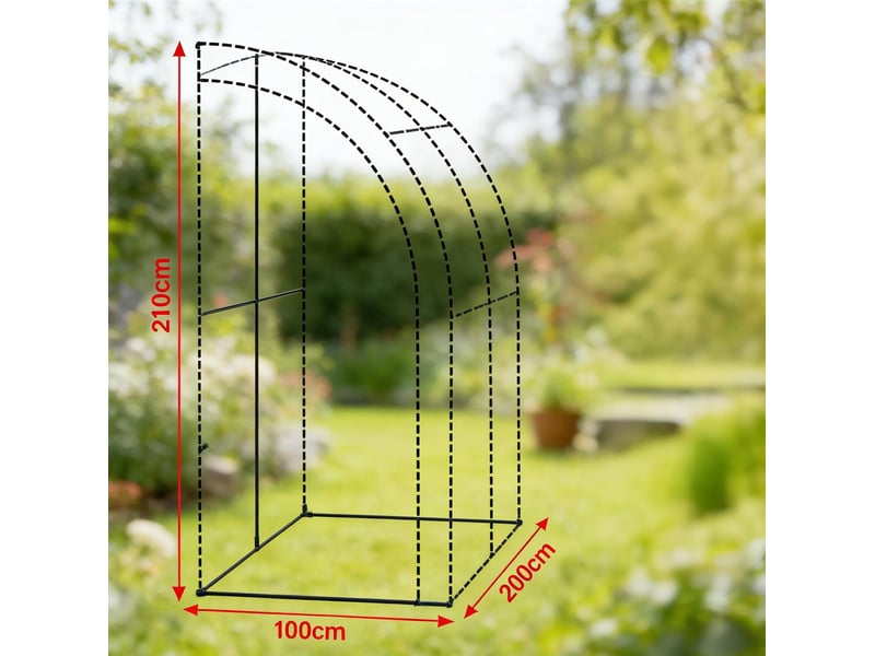  Serre de jardin adossée 200 x 100 x 210 cm en pe vert renforcé, avec 2 portes ouvrantes et toit semi-arqué  - Conforama C