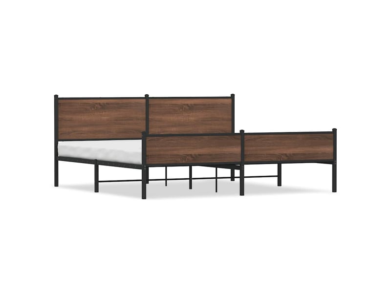 Lit double- lit adulte - cadre de lit en métal sans matelas chêne marron 200x200 cm - Conforama A