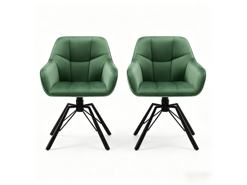  Lot de 2 chaises de salle à manger pivotantes,velours,vert foncé  - Conforama A