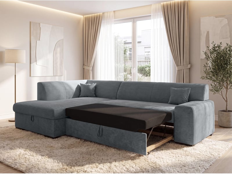  Canapé d'angle convertible lucera 260 cm avec coffre – gris Lucera - Conforama B