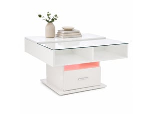 Table basse carré(e) coloris blanc LPOSPI - 78 cmx78 cm