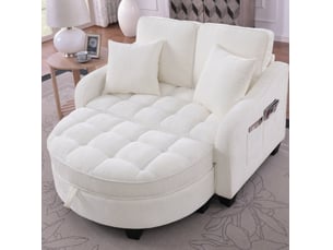 Canapé droit fixe OKWISH 1 place Tissu beige avec coffre de rangement