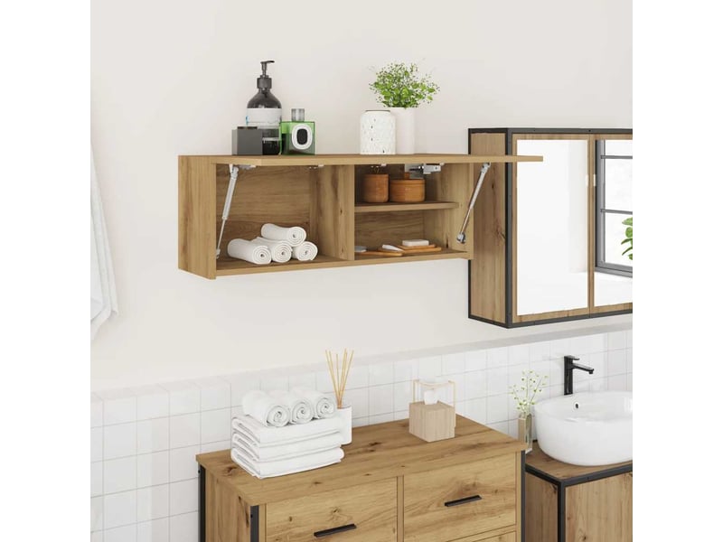  Armoire murale de bain, meuble de rangement chêne artisanal bois d'ingénierie  - Conforama B