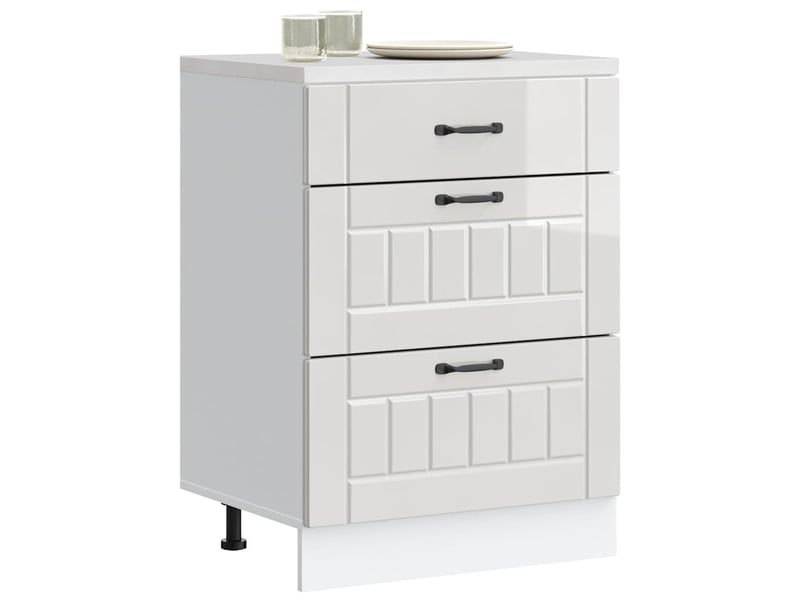 Meuble de rangement, meuble bas de cuisine bois d'ingénierie blanc brillant shl902  - Conforama B