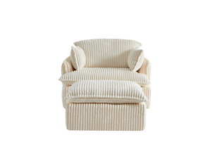 Fauteuil compresse avec repose-pieds et coussins, canapé confortable en tissu flanelle beige pour salon moderne