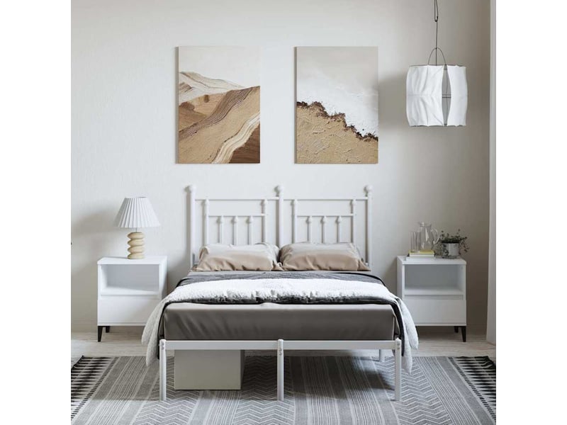  Lit double- lit adulte -  cadre de lit métal sans matelas et tête de lit blanc 135x190 cm  - Conforama C