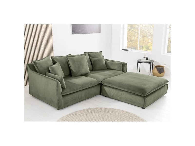 Canapé d'angle kalia – vert sauge – 4 places – angle réversible – contemporain - Conforama B