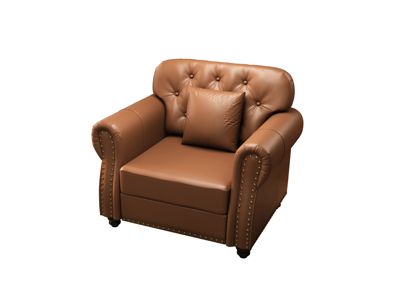  Fauteuil chesterfield 1 place en simili cuir marron, capitonné, 105 cm Fay Lum - Conforama A