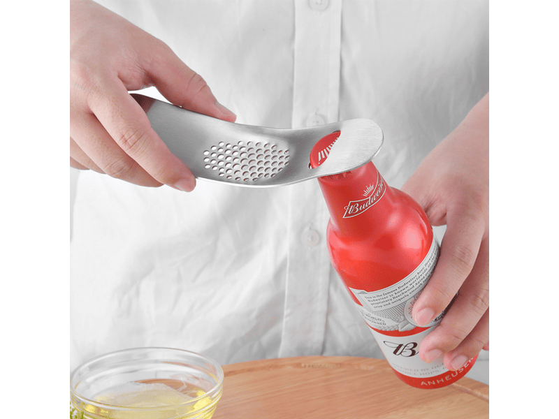  Presse-ail manuel avec décapsuleur, hachoir à ail en acier inoxydable, presse-ail de cuisine, éplucheur d'ail professionnel en forme  - Conforama B