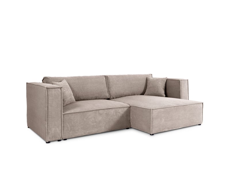  Canapé d'angle convertible en velours côtelé keymon gris (poso 02)  - Conforama A