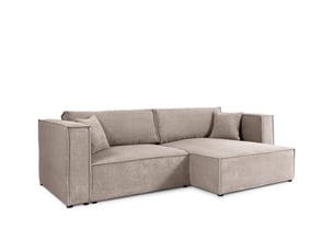 Canapé d'angle réversible convertible 4 places Velours côtelé gris avec coffre de rangement