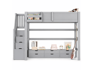 Lit mezzanine 140x200 cm coloris gris