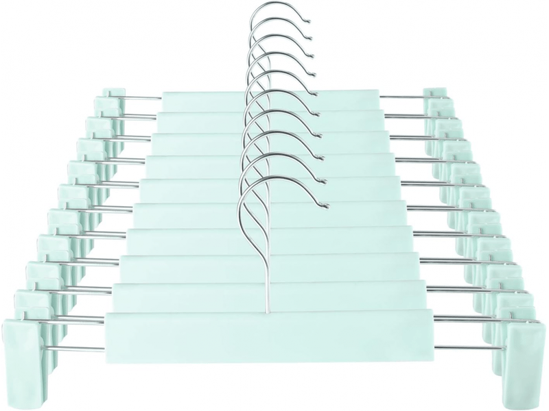 Cintres, cintres pour jupes peu encombrants avec crochets pivotants à 360°, cintres à pinces réglables, cintres pour manteaux, jeans (lot de 10, vert - Conforama A