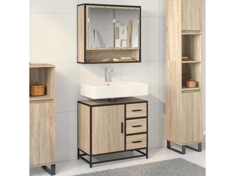  Armoire lavabo de salle de bain, cabinet de salle de bain chêne sonoma bois d'ingénierie cf65613  - Conforama B