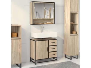Armoire lavabo de salle de bain, cabinet de salle de bain chêne sonoma bois d'ingénierie cf65613