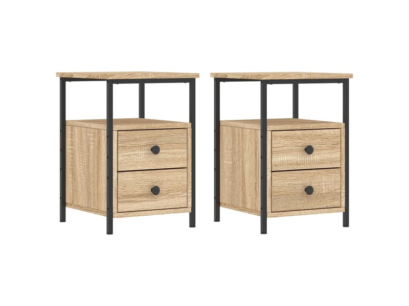  Lot de 2 tables de chevet - cabinet de chevet - table de nuit chêne sonoma 34x35,5x50cm bois ingénierie  - Conforama A