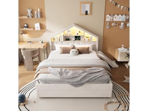 Lit cabane 140x200 cm <strong></strong>  <strong></strong> coloris beige