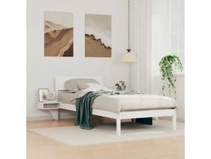 Lit adulte, lit simple, cadre de lit avec tête de lit blanc 90x190cm pin massif cf2208