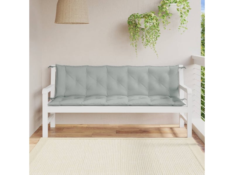 Lot de 2 coussins de banc de jardin, coussins d'assise gris clair mélangé tissu cf58656 - Conforama C