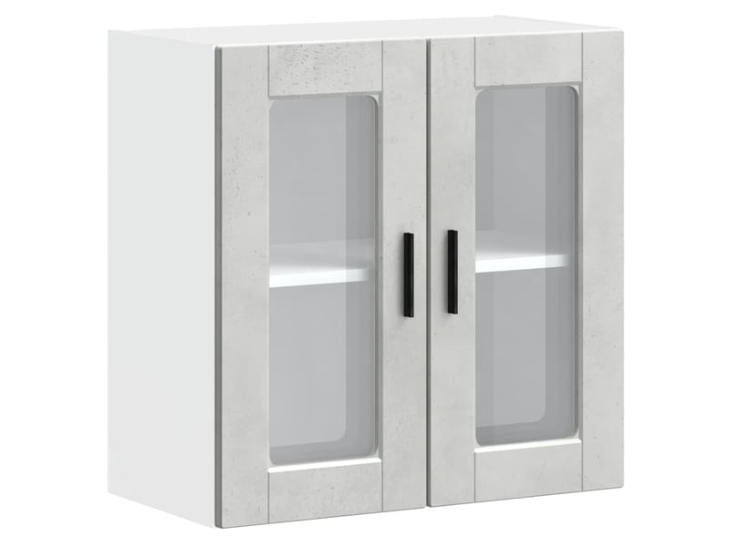  Meuble de rangement, armoire murale de cuisine avec porte en verre porto gris béton shl794  - Conforama A