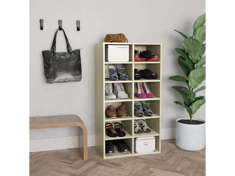  Meuble à chaussures, étagère à chaussures chêne sonoma 54x34x100,5 cm  - Conforama B