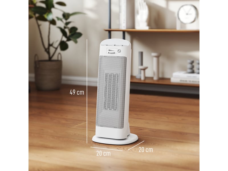  Chauffage électrique en céramique, 2000 w, 4 modes de fonctionnement et puissance de chauffe réglable, oscillation à 55°, blanc  - Conforama E