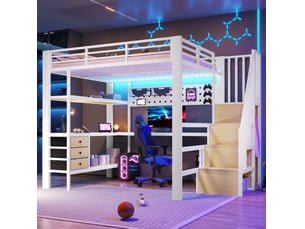 Lit mezzanine 140x200 cm <strong>MODENUIT </strong>  <strong></strong> coloris blanc