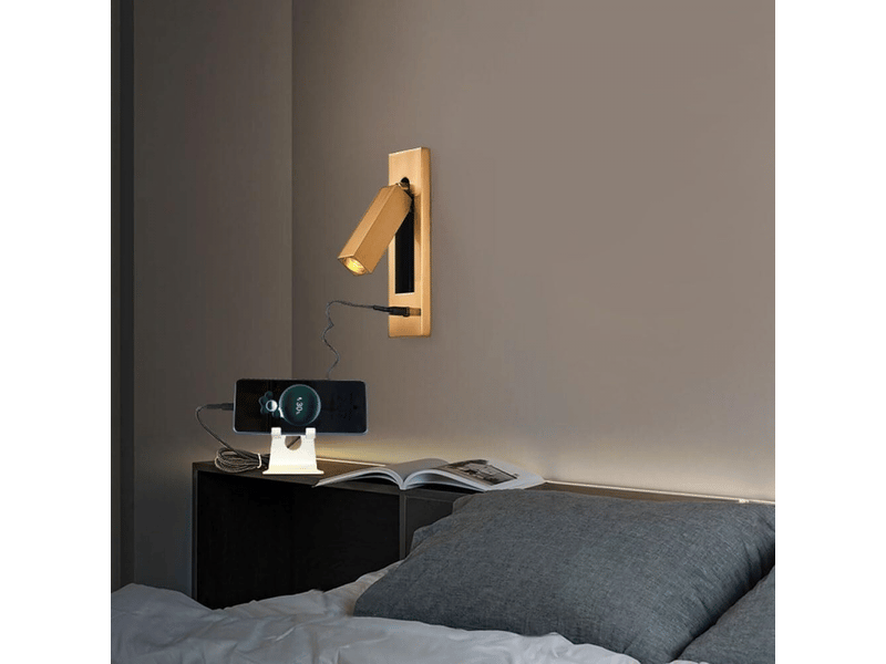  Spot led encastrable directionnel, liseuse de chevet, avec port de chargement usb, 3w (or, jaune  - Conforama B
