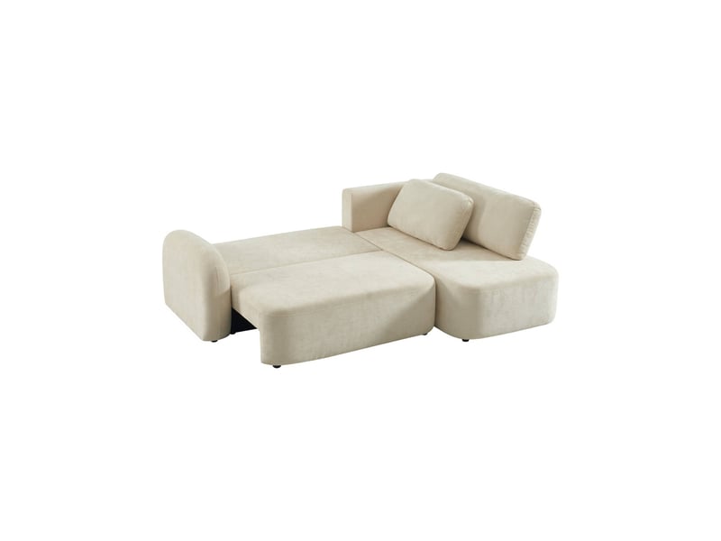  Canapé d'angle réversible convertible 3 places tissu avec coffre blanc cassé - nouma  - Conforama D