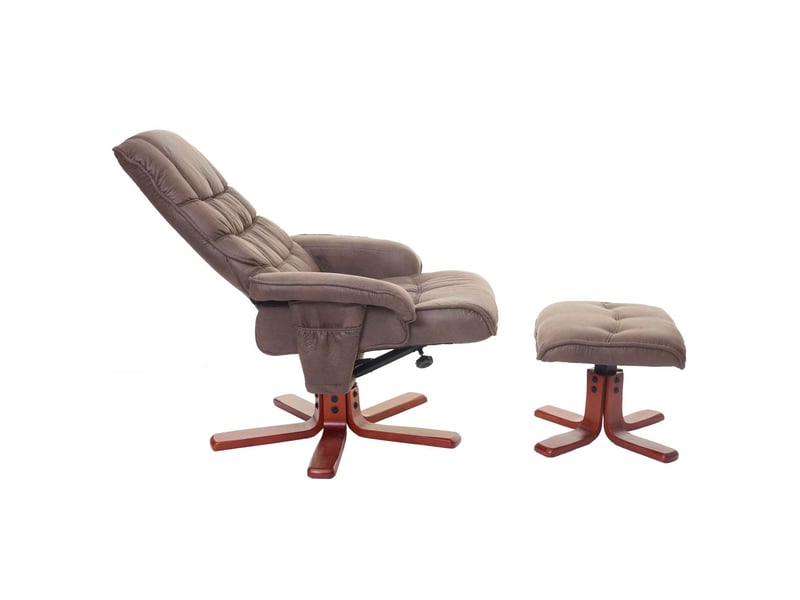  Fauteuil relax hwc-e30, fauteuil de télévision, siège tv avec tabouret - imitation de daim, marron  - Conforama C