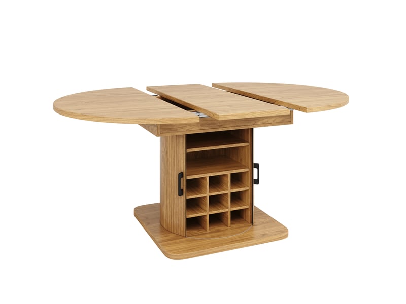 Table à manger extensible avec rangement 118-158x118x76 cm mdf brun clair - Conforama D