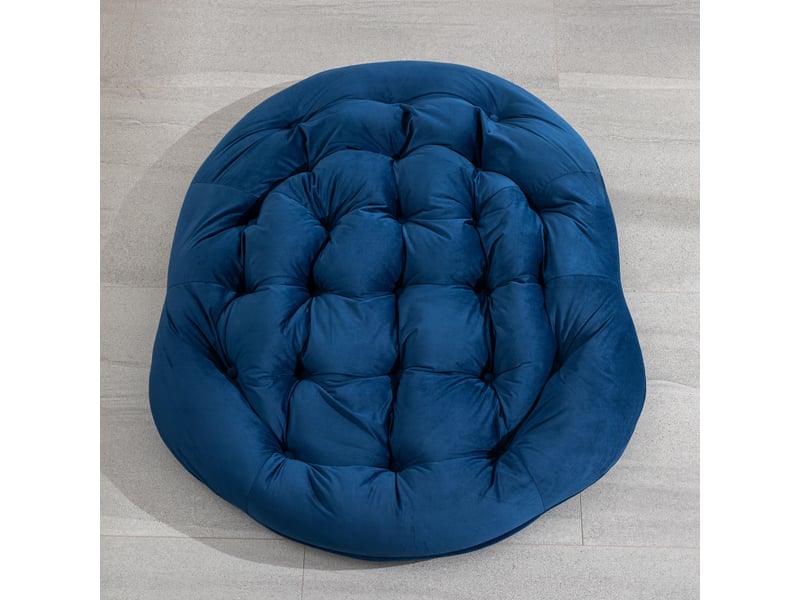 Fauteuil à bascule, fauteuil berçant de patio, cadre en métal, avec coussin en forme d'œuf, bleu  - Conforama R