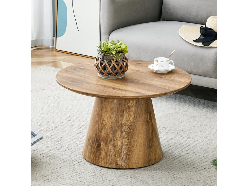  Set de tables basses ulevr rondes à associer ou utiliser séparément, mdf décor bois, ø 50 x h 48 cm et ø 60 x h 35 cm  - Conforama E