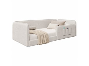 Lit simple 90x200 cm OKWISH coloris beige