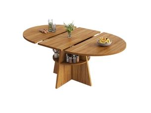 Table à manger extensible 110-150x110x76cm, espace de rangement ouvert, coins arrondis sur plateau épais, aggloméré brun foncé, destination salon