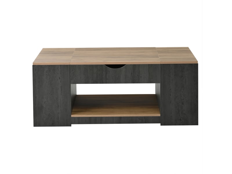  Table basse relevable avec 3 compartiments et 1 espace ouvert pour salon en mdf gris et brun 109,5 × 59,7 × 43 cm  - Conforama A
