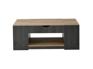 Table basse relevable avec 3 compartiments et 1 espace ouvert pour salon en mdf gris et brun 109,5 × 59,7 × 43 cm