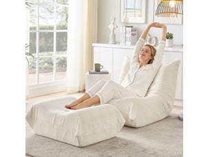 Fauteuil relax manuel <strong>DESMIU</strong> Tissu bouclette beige